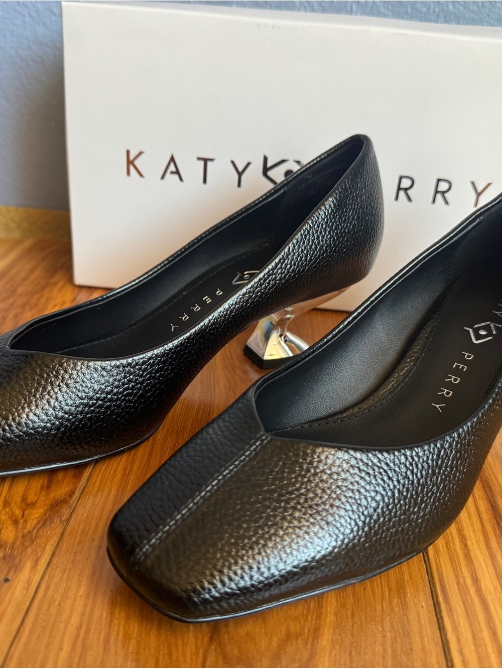 Katy Perry Collections Black Textured Mid-Heel Pumps